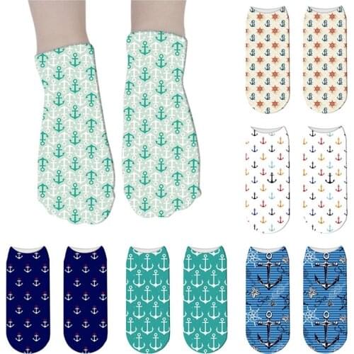 Simplicity Womens Socks Short Ankle Socks Fashion Woman Trend Socks Summer Socks Nautical Anchor Socks Unisex Mens Socks