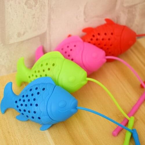 Pug In A Mug Silicone Tea Infuser Fish Filter Diffuser Portable Reusable Spice Loose Leaf Herbal Strainer Tea Tool Color Random