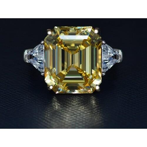 Luxury Female Lab Diamond Stone Ring 100% Real 925 Sterling Silver Rings For Women Promise Love Bride Square Big Engagement Ring