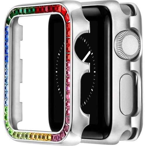 Luxury Colorful Diamond Protective Watch Case for Apple Watch Cover 6 SE 5 4 3 2 38mm 42mm 40mm 44mm Watch Frame Bumper Shell