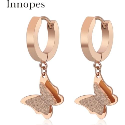Innopes 2019 fashion jewelry round dangle earrings heart butterfly clover lock stainless steel earrings hot sale