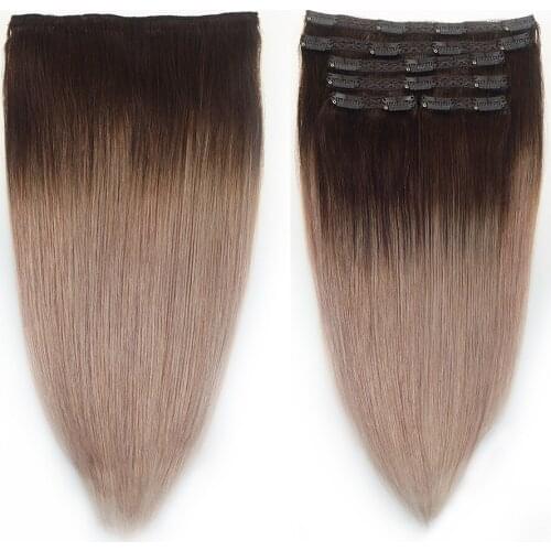 Sindra Clip in Human Hair Extensions Remy Brazilian Hair 6PCS Full Head Set Clip Hair Extensions