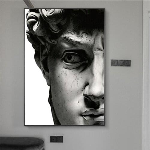 Nordic Black and White David Head Sculpture Posters And Prints Wall Art Canvas Paintings Pictures Living Room Home Decoration