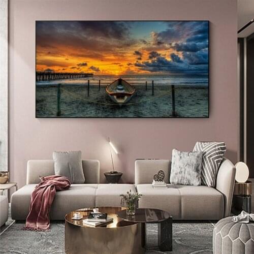Sunset Beach View Canvas Paintings On the Wall Art Posters And Prints Landscape Nordic Art Pictures Home Wall Decoration Cuadros