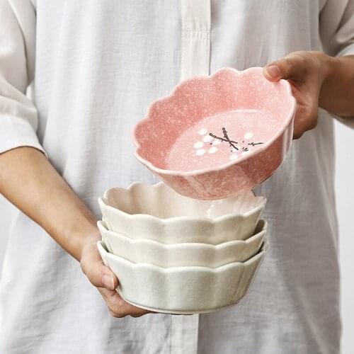 Japanese Net Red Baking Bowl Ceramic Fruit and Vegetable Salad Complementary Food Bowl Cute Creative Noodle Bowl Personalized