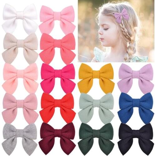 2Pcs/lot Colorful Bowknots BB Hair Clips For Cute Girls Boutique Cotton Barrette Handmade Hairpin Headwear Kids Hair Accessories