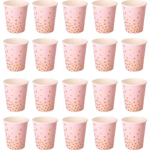 20pcs Glitter Polka Dot Paper Cups Baby Shower Wedding Party Tableware Decor