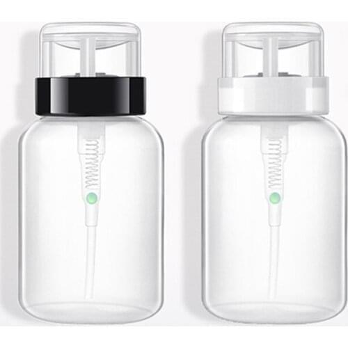200ml Nail Liquid Bottle Empty Press Pump Dispenser Plastic For Nail Polish Remover Alcohol Clear Bottle Storage Bottle