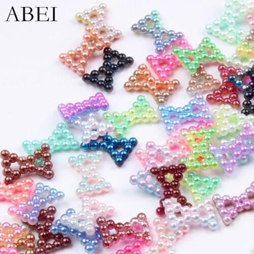 200pcs Assorted Colors Loose Beads DIY Handmade Plastic Bow Bead Wedding party Decoration Sewing Garments Accessories