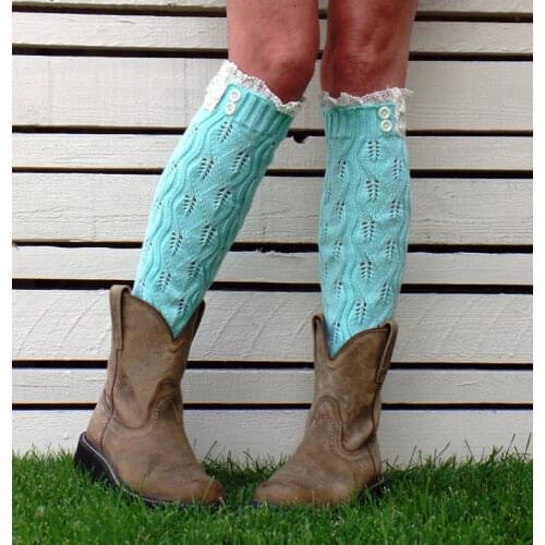 3 pairs/lot Leaf-patterned slouchy leg warmers leg warmers Women slouchy lace leg warmers