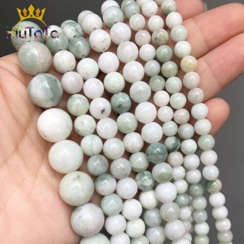 Natural Stone Green Jades Round Beads Loose Spacer Beads For Jewelry Making DIY Bracelet Earrings Accessories 15'' 4/6/8/10/12mm