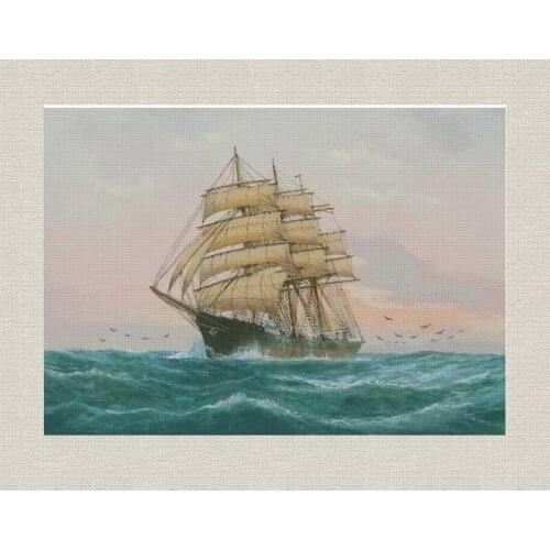 Cheap Embroidery The Galleon at Sunrise Funny Quote Cross Stitch Pattern with 100% Cotton Floss & Free Shipping for Home Decor