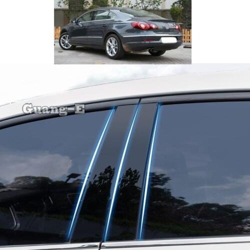 For Volkswagen VW CC 2010-2018 Car PC Material Pillar Post Cover Door Trim Window Piano Black Molding Sticker Plate