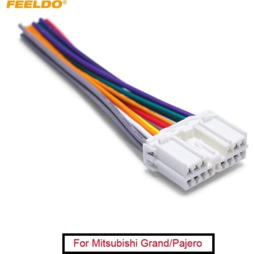 FEELDO 10Pcs Car Audio Stereo Wiring Harness Adapter Plug For Mitsubishi Grand/Pajero Lioncel Joyear OEM Factory Radio Tail Wire