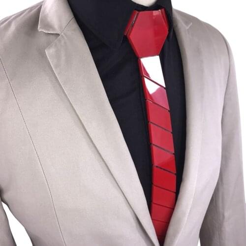 GEOMETIE Brand Fashion Men Red Necktie Slim Fit Glossy Striped Tie Minimalist Style Neck tie All Match Accessory