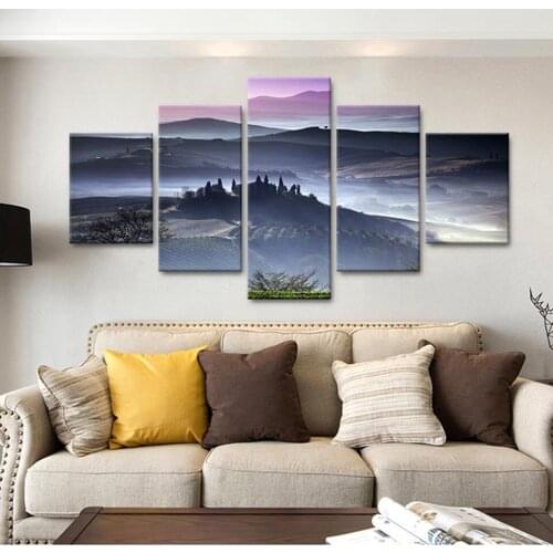 Hd Art Poster Canvas Painting Decoration Five Piece Set Mountain Scenery Mist Wall Picture Home Decor Living Room Without Frame