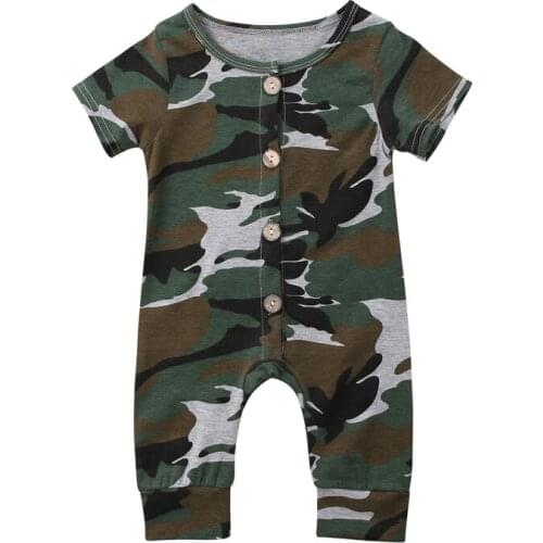 Pudcoco Fast Shipping New Fashion Infant Newborn Baby Boy Girl Clothing Camo Jumpsuit Romper Short Sleeve Cotton Clothes Outfit
