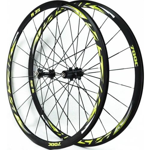 PASAK R35 Road Bike 700C C / V Brake Wheels Bicycle Bearing Wheel Set 11 Speed Flat Spoke Wheelset