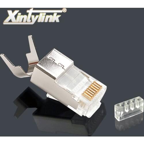 Xintylink rj45 ethernet cable connector RJ 45 plug cat8 cat7 cat6a network 8P8C sftp jack lan Terminals gild 50u" shielded 1.5mm