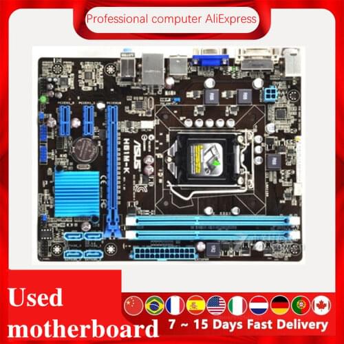 For ASUS H61M-K Computer Motherboard LGA 1155 DDR3 For Intel H61 P8H61 Desktop Mainboard SATA II PCI-E X16 Used