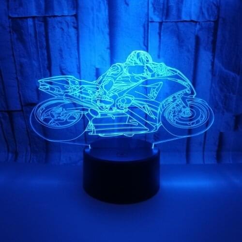 Motorcycle Model 3D Touch Night Light Colorful Changing Illusion LED Light Gift Living Room Decor Lamp