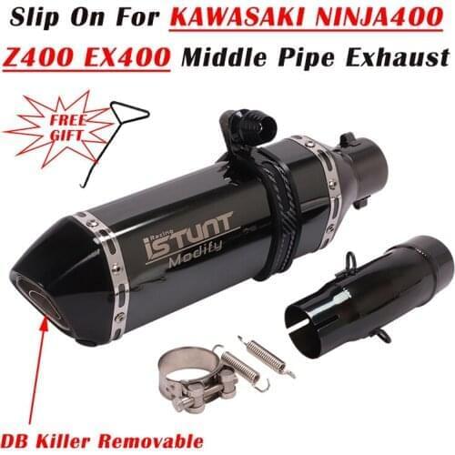 Motorcycle Exhaust Escape Modified Middle Tube Link Pipe Muffler DB Killer Slip On For Kawasaki Ninja 400 Ninja400 Z400 EX400