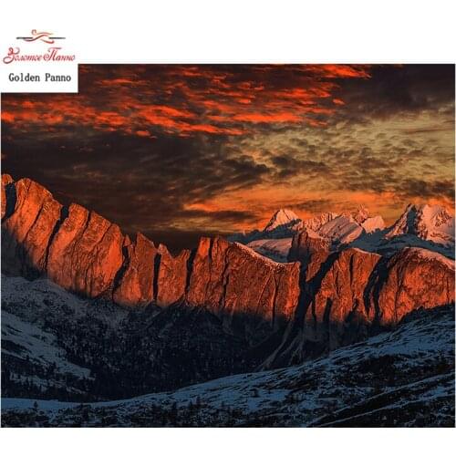 Golden Panno,Needlework,DIY DMC Cross stitch,Sets For Embroidery kit 14ct unprinted mountain cross-Stitching,christmas 0125