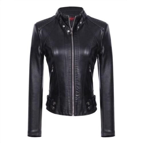 PU Leather Jacket Women Coats New 2021 Motorcycle Leather Clothing Women Jackets Short Slim Leather Coat Female Outerwear Black
