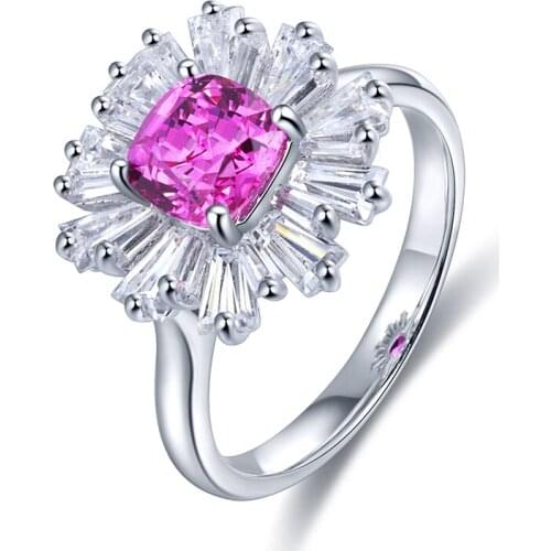 Pirmiana 2021 Charming Style Women Gemstones Jewelry 925 Sterling Silver Lab Grown Pink Sapphire Rings Engagement Party Gifts