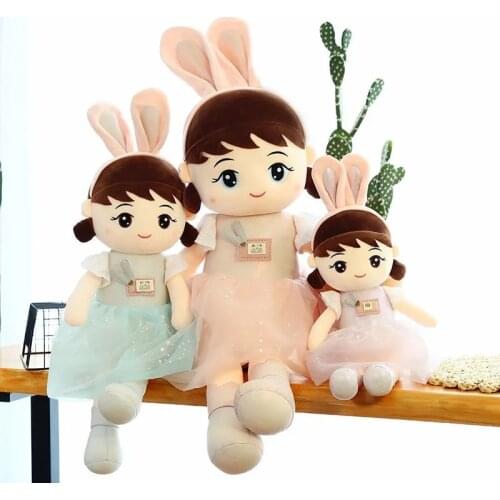 45cm Princess Stuffed Doll Toy Lace Skirt Plush Doll Handmade Ragdoll Rabbit Ear Girl Kawaii Baby Plush Toys Cartoon Soft Toys