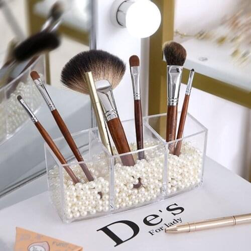 Transparent Pen Holder Makeup Brush Holder Acrylic Cosmetic Desktop Storage Box Eyebrow Pencil Lipstick Box