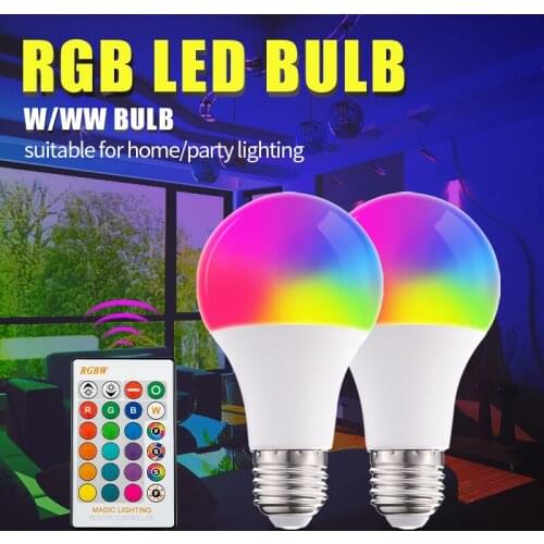 Remote Control RGB Lamp Bulb LED RGBW 5W/7W/10W/15W/20W Colorful Changing Home Decorative Atmosphere Lamp Bulb