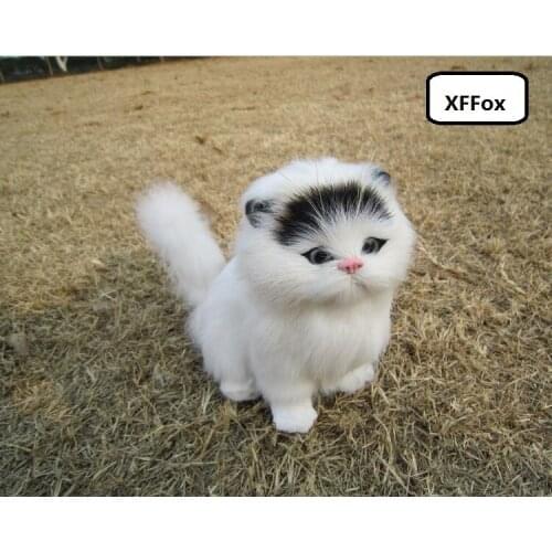 Cute real life natrual black head cat model plastic&furs simulation squating cat doll gift about 16x12x16cm xf1289
