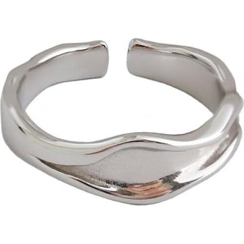 ZEMIOR Genuine S925 Sterling Silver Ring For Women Korean Style Sparkling Gorgeou Rings Simple Adjustable Irregularity Jewelry