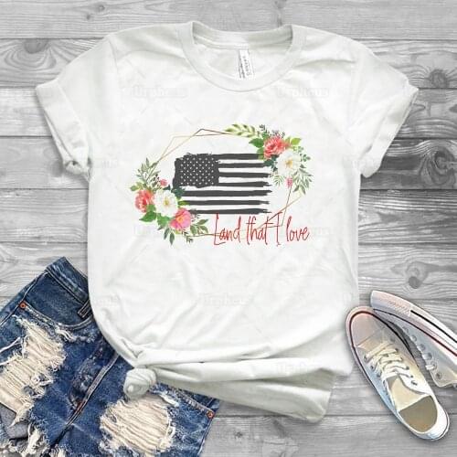 100% Cotton Fourth of July America Shirt Land That I Love America Womens Shirt