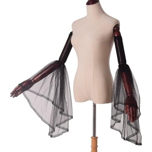 Women Gothic Tulle Mesh Cuffs Bracelets For Wedding Party Arm Covers For Brides Gloves
