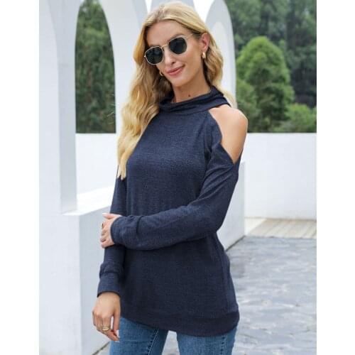 Womens Top Spring Autumn Solid Color T-Shirts Hollow Out Pile Collar Long Sleeve T Shirt Woman Clothing Casual Loose Y2K Tops