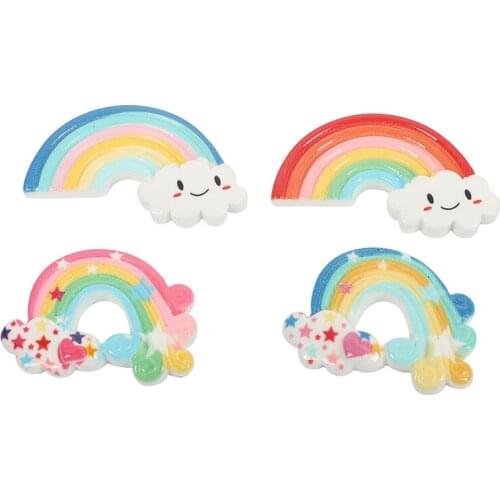 10Pcs Resin Kawaii Accessories Rainbow Series Flatback Cabochon Embellishment For Scrapbooking Diy Decoration Craft