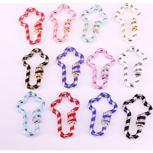 10PCS, NEW Gold / Silver Color DIY Jewelry Cross Clasps Enamel Lock Carabiner Copper Connector For Jewelry Making