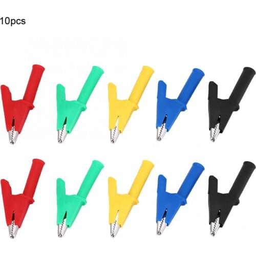 Crocodile Clamps 10pcs Insulated Alligator Clip to 4mm Banana Jack HV Test 1000V 30A timsah klipler pince crocodile