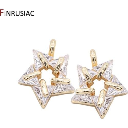14k gold plated shiny zircon crystal stars snowflake pendants accessories for jewellery making