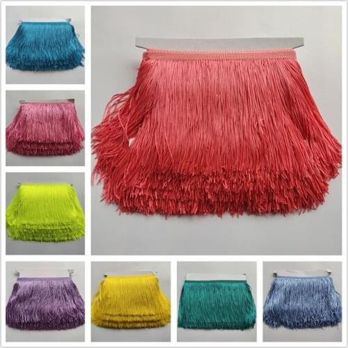 15CM Long 5/10 Meters 10 Colors Lace Fringe Trim Polyester Tassel Fringe Trimming For Dress Stage Garment Curtain Accessories