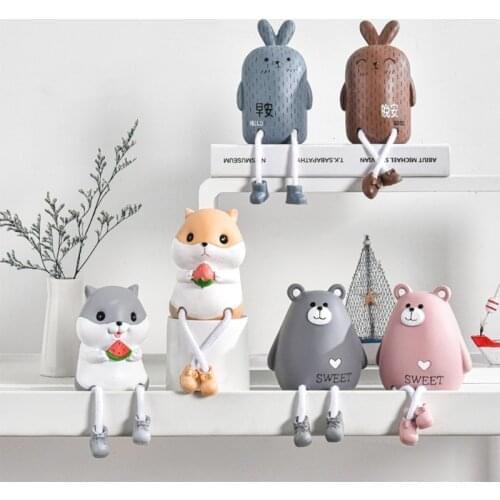2pcs/set Cute Animals Style Creative Wall Hanging Foot Doll Resin Crafts Hanging Leg Doll Elf Doll Figurines Home Decoration