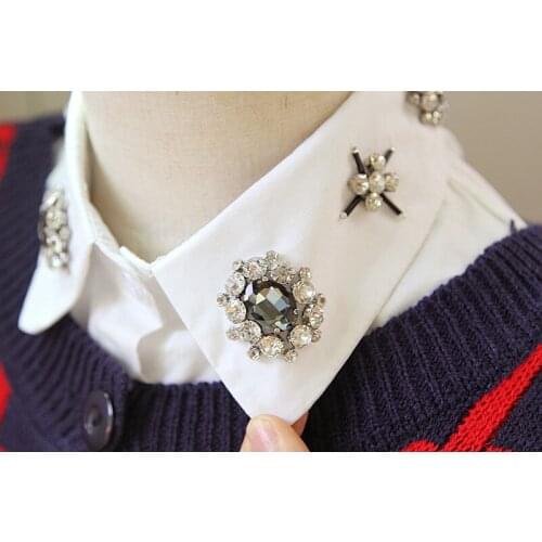 2016 Women Lace Hollow Out Vintage Fake Shirt Spring Summer Style Women Shirts Collar Detachablale False Collar White Black