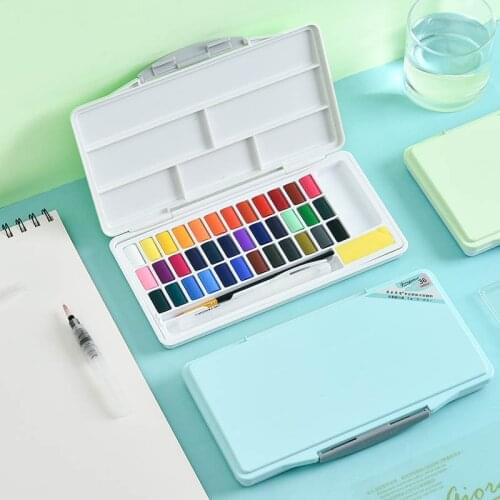 24/36/48 Colors Solid Water Color Paint Set Macaron Bright Color High Capacity Watercolor Painting Pigment Set For Drawing