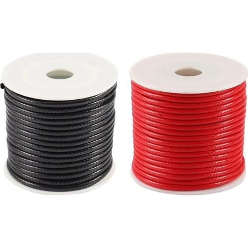 4Pcs 12 Meters/Roll 2.5Mm Round Waxed Thread Necklace Rope Leather Cord Thread For Jewelry Accessories, Black & Red