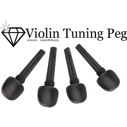 4pcs/set Professional Ebony Wooden Replacement Black Decorated Tuning Peg with Pattern on Top for 4/4 Size Violin Fiddle