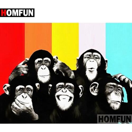 HOMFUN Full Square/Round Drill 5D DIY Diamond Painting "Animal monkey" Embroidery Cross Stitch 5D Home Decor Gift A14099