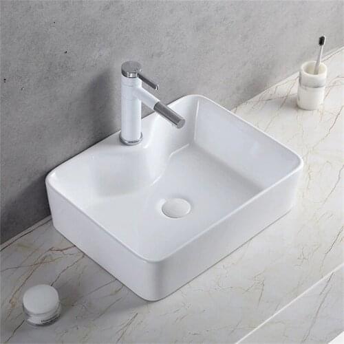 White washbasin on the stage, sink, ceramic art basin, Nordic washbasin, washbasin on the stage, washbasin