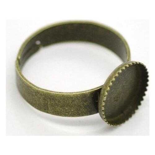 Free shipping!!!!!Bronze Tone Adjustable Round Ring Settings 17.5mm US 7 (Fit 10mm)